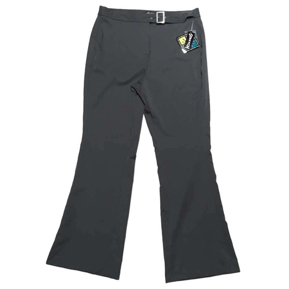 Y2K No Boundaries Belted Grey Stretch Pant Size 18W Deadstock Vintage Flare Pant